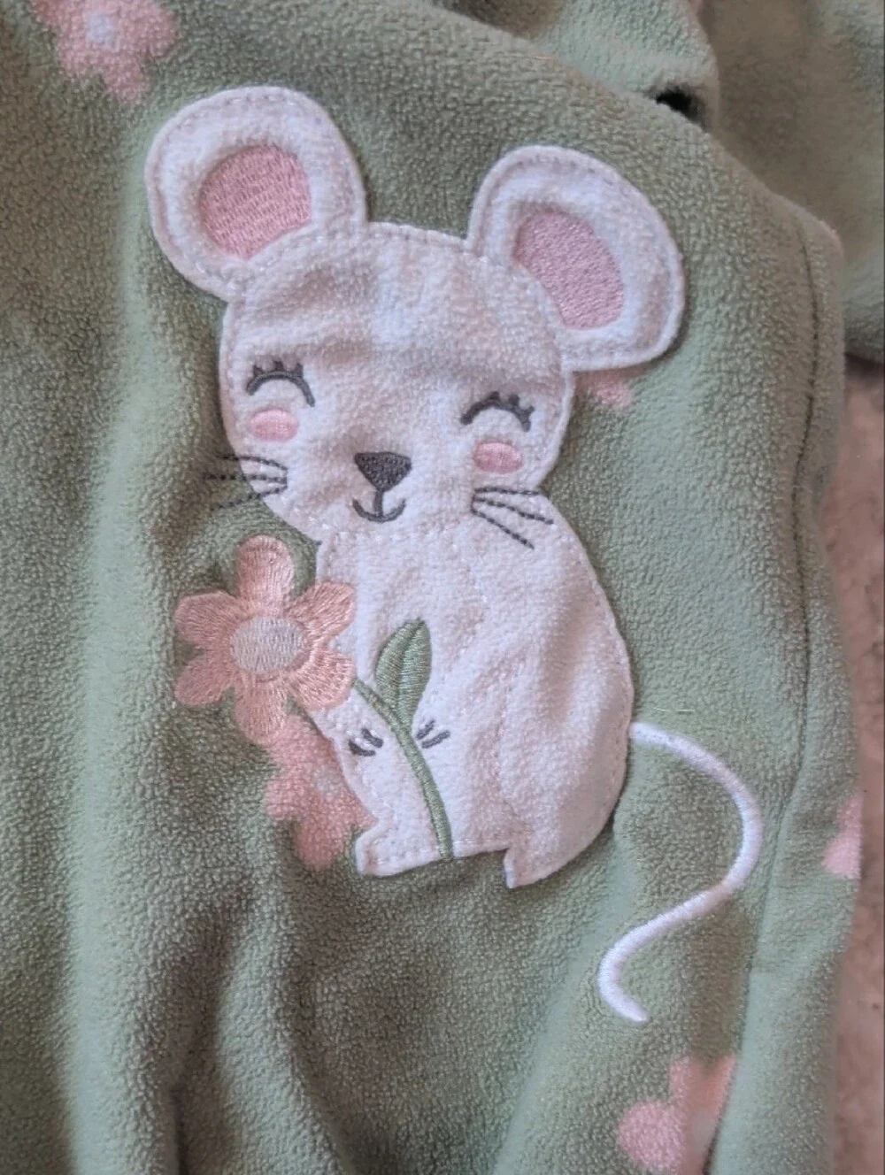Carter's Green & Gray Footed One-Piece Sleepers with Pink Accents Set Of 2